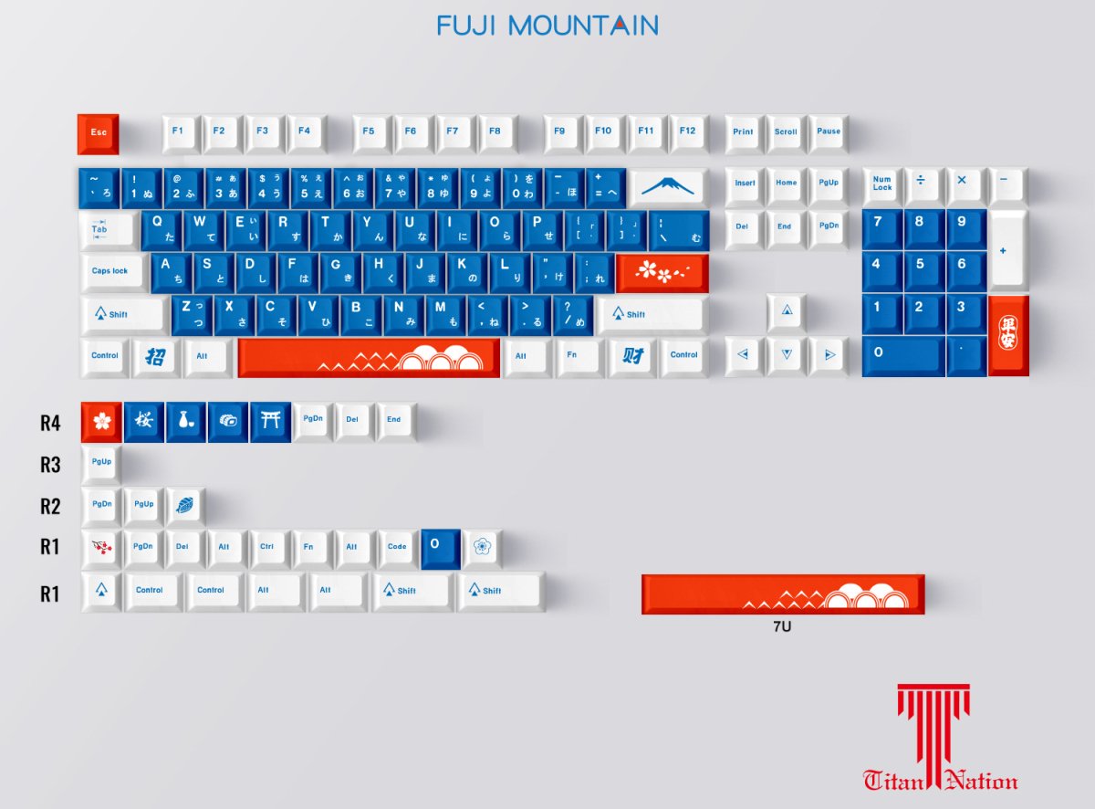 Keycap-[Titan Nation] Fuji Mountain Keycap Set Dye-Sub PBT - Meow Key