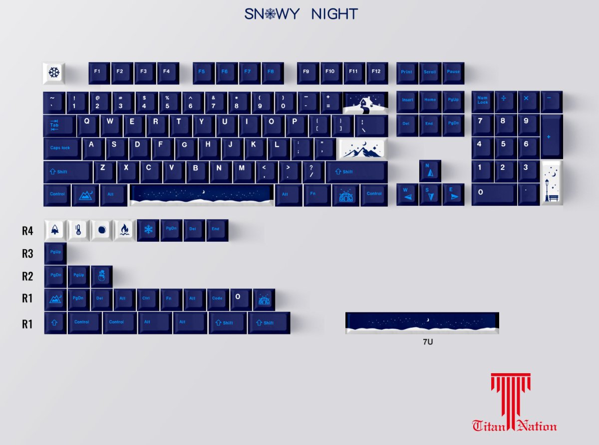 Keycap-[Titan Nation] Snowy Night Keycap Set Dye-Sub PBT - Meow Key