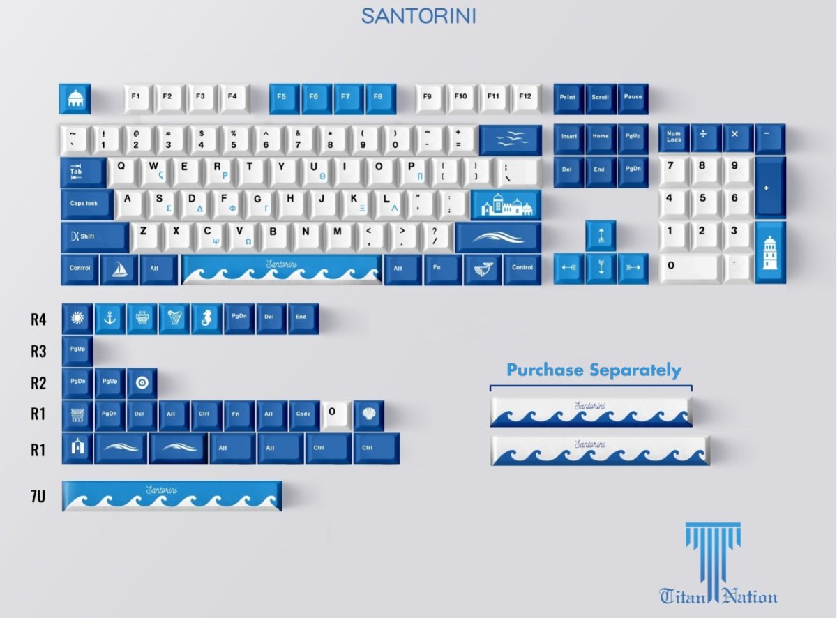 Keycap-[Titan Nation] Santorini Keycap Set Dye-Sub PBT - Meow Key