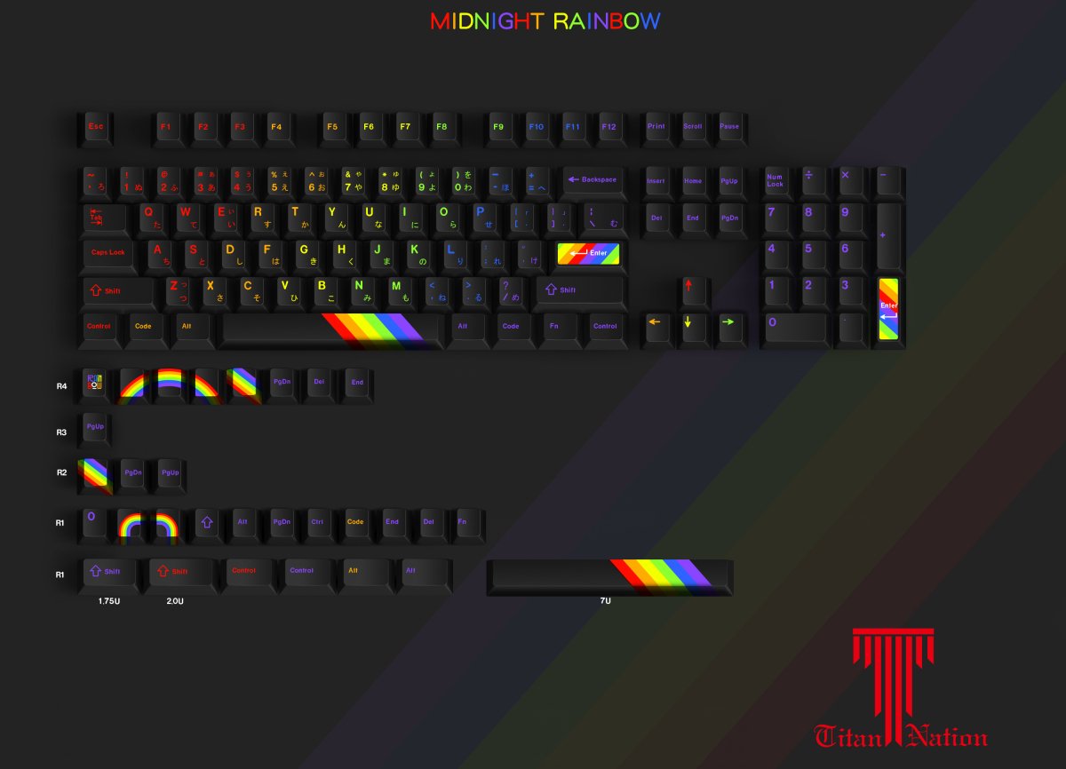 Keycap-[Titan Nation] Midnight Rainbow Keycap Set Dye-Sub PBT - Meow Key